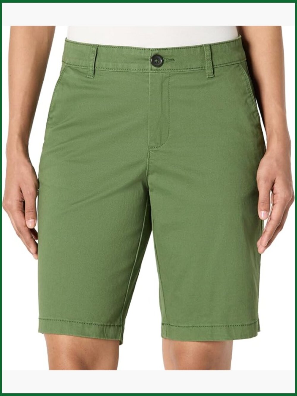Mid-Rise Slim-Fit 10" Inseam Bermuda Chino Shorts, Stretch Cotton Twill